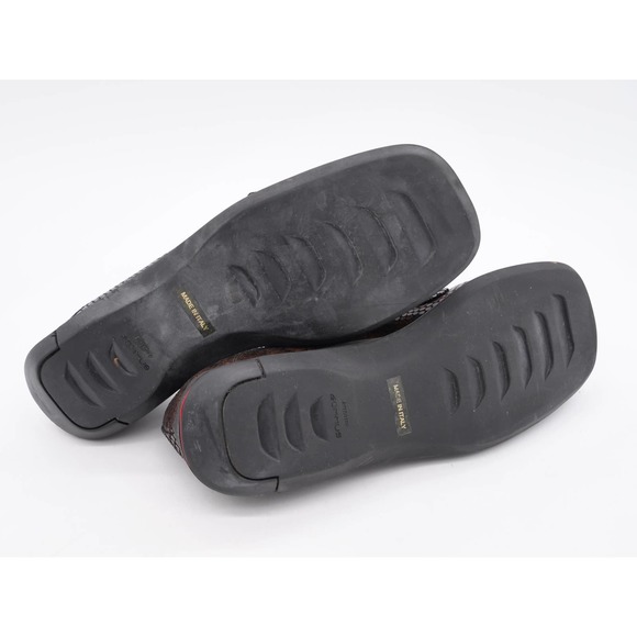 Sesto Meucci Loafers Womens 7 Brown Leather Snake Embossed Slip On Square Toe - Picture 12 of 12